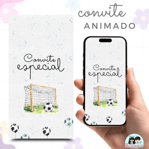 Convite Animado Futebol Minimalista Baby