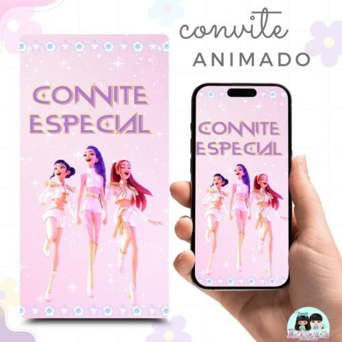 Convite Animado Guerreiras do K-pop